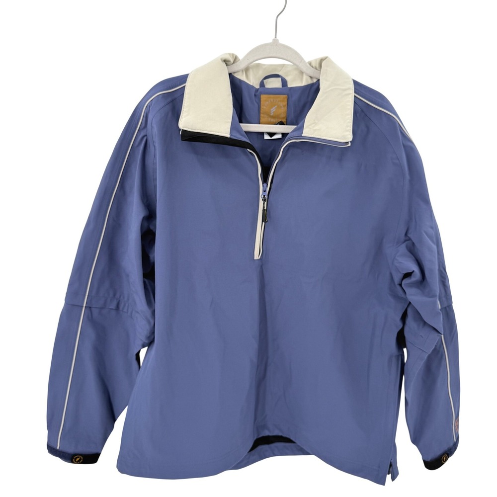 Forrester's Golf Mens Blue Quarter Zip Mid Weight Windbreaker Jacket Sz L 1340-6